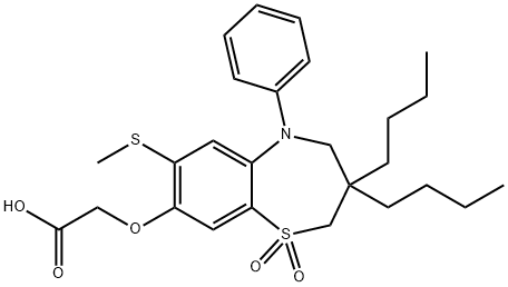 2-(3, 3-dibutyl-7-(methylthio)-1, 1-dioxido-5-phenyl-2, 3, 4, 5-tetrahydroben zo[b][1, 4] thiazepin-8-yl)oxy )acetic acid